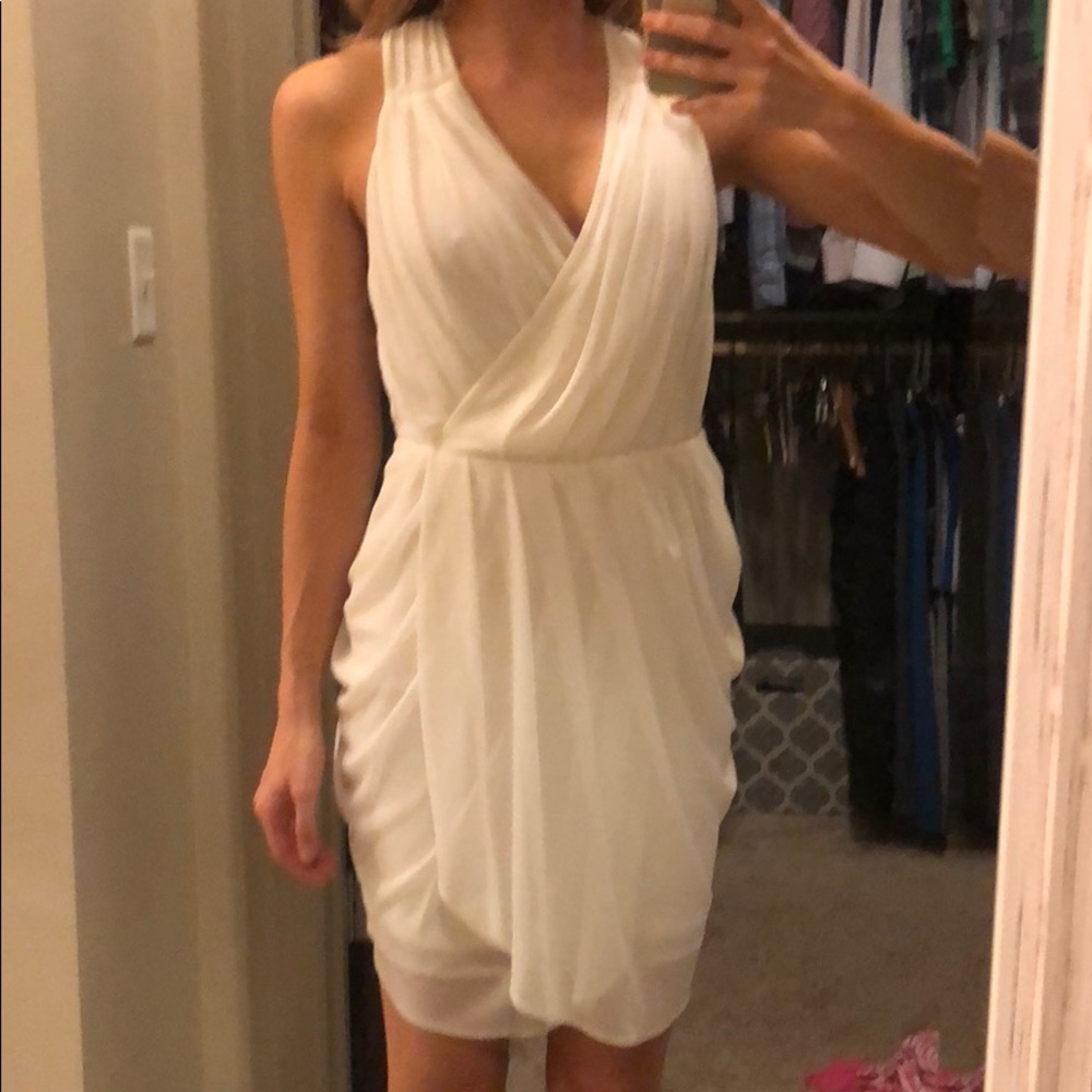White v neck mini dress